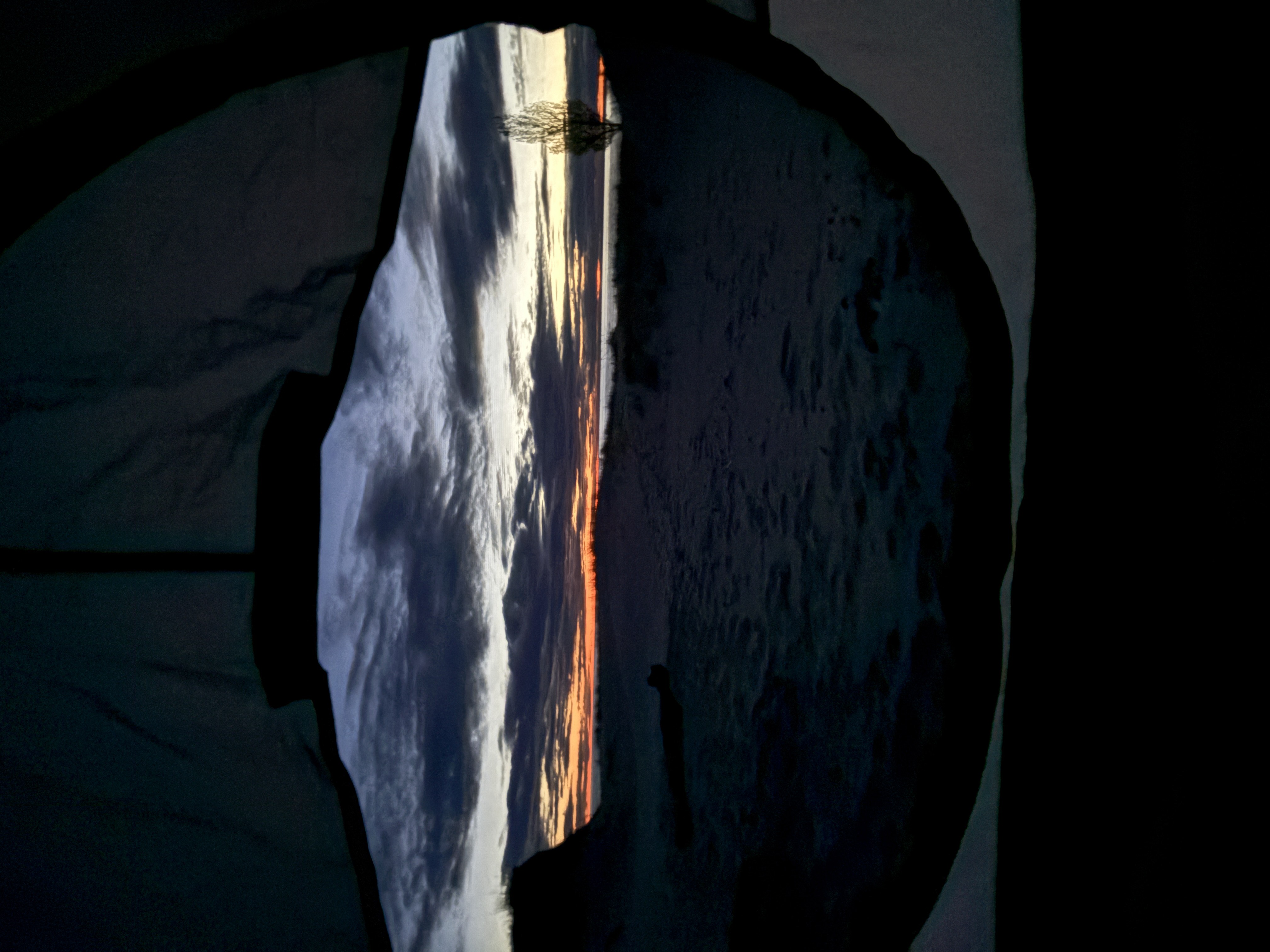 Campsite with campfire at night
